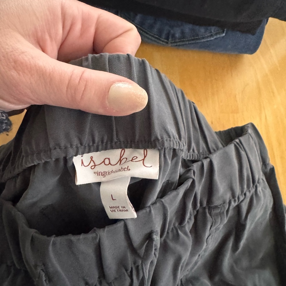Charcoal Drawstring Gauzy Maternity Pants - Picture 2 of 2